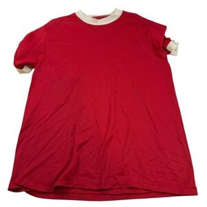 Vintage 90s Mesh Ringer T-Shirt Mens XLarge Red White Trim Retro Jersey Style
